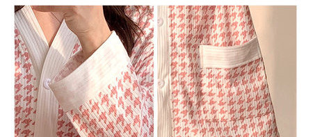 Grūtnieču pidžama ar garām piedurknēm rūtaini