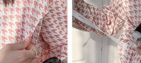 Grūtnieču pidžama ar garām piedurknēm rūtaini