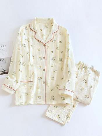 Памучна пижама за бременни с флорален десен
