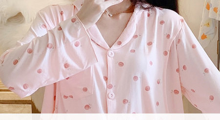 Sieviešu kokvilnas pidžama ar garām piedurknēm - piegriezuma modelis grūtniecēm