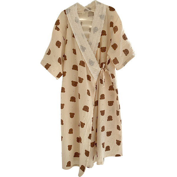 Βαμβακερό νυχτικό με ασύμμετρο κούμπωμα