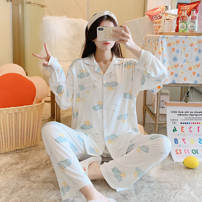 Βαμβακερές πιτζάμες με φαρδύ σχέδιο με κουμπιά κατάλληλες για εγκύους