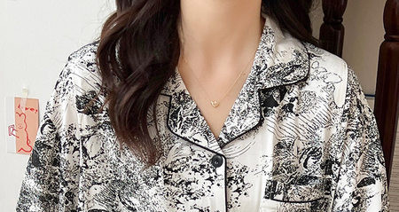 Βαμβακερές πιτζάμες με φαρδύ σχέδιο με κουμπιά κατάλληλες για εγκύους