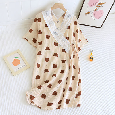 Καλοκαιρινό νυχτικό για εγκύους με ασύμμετρο κούμπωμα