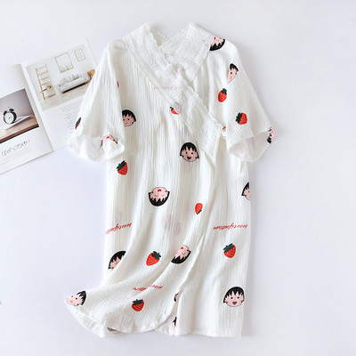 Καλοκαιρινό νυχτικό για εγκύους με ασύμμετρο κούμπωμα