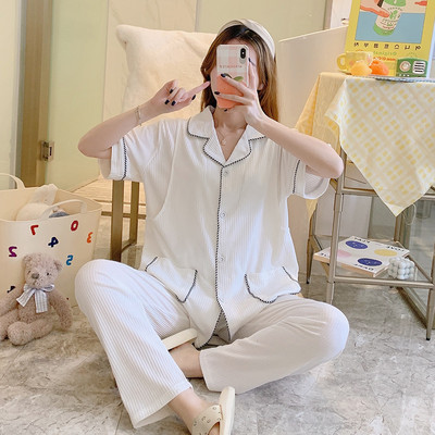 Γυναικείες βαμβακερές πιτζάμες με κουμπιά κατάλληλες για εγκύους