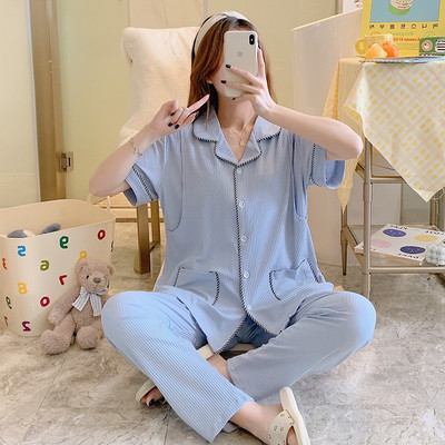 Γυναικείες βαμβακερές πιτζάμες με κουμπιά κατάλληλες για εγκύους