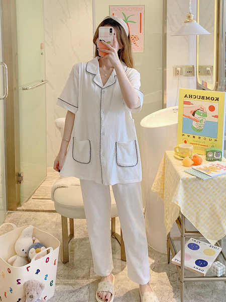 Γυναικείες βαμβακερές πιτζάμες με κουμπιά κατάλληλες για εγκύους
