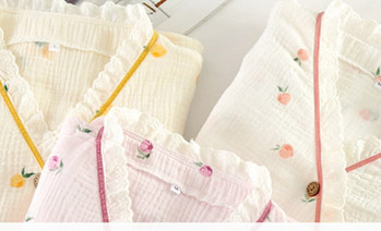 Γυναικείες βαμβακερές πιτζάμες εγκυμοσύνης με ασύμμετρο κούμπωμα