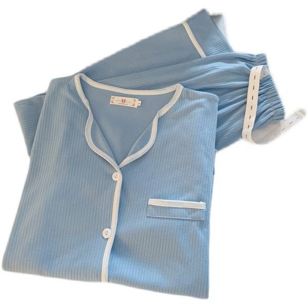 Ženska pamučna trudnička pidžama kratkih rukava s gumbima