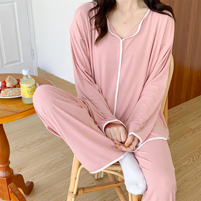 Pamučna čipkasta pidžama dugih rukava