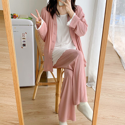 Pamučna čipkasta pidžama dugih rukava