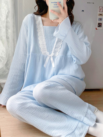 Βαμβακερές πιτζάμες με βολάν κατάλληλες για εγκύους