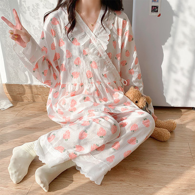 Βαμβακερές πιτζάμες με βολάν κατάλληλες για εγκύους