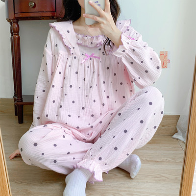 Βαμβακερές πιτζάμες με βολάν κατάλληλες για εγκύους