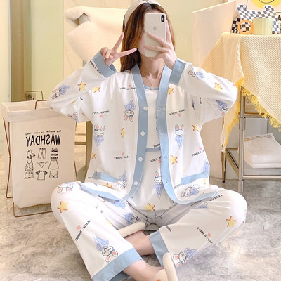 Σετ βαμβακερή πιτζάμα  για εγκύους σε τρία μέρη