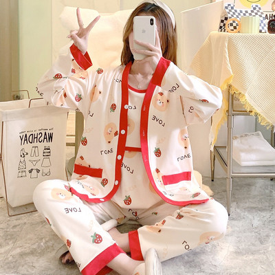 Σετ βαμβακερή πιτζάμα  για εγκύους σε τρία μέρη