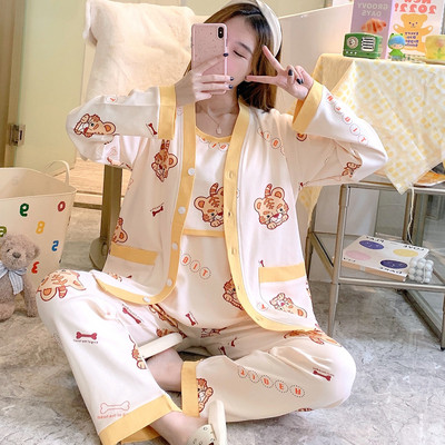 Σετ βαμβακερή πιτζάμα  για εγκύους σε τρία μέρη