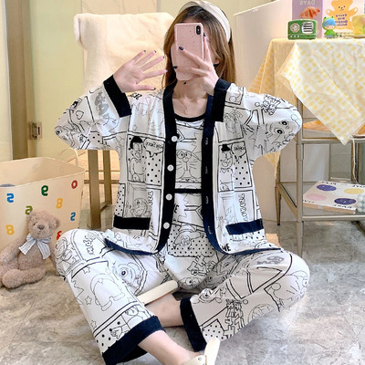 Σετ βαμβακερή πιτζάμα  για εγκύους σε τρία μέρη