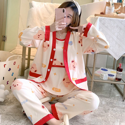 Σετ βαμβακερή πιτζάμα  για εγκύους σε τρία μέρη