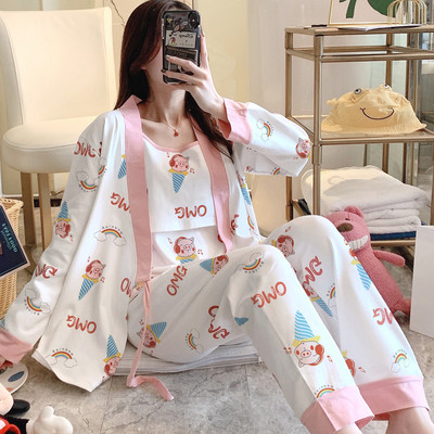 Σετ βαμβακερή πιτζάμα  για εγκύους σε τρία μέρη