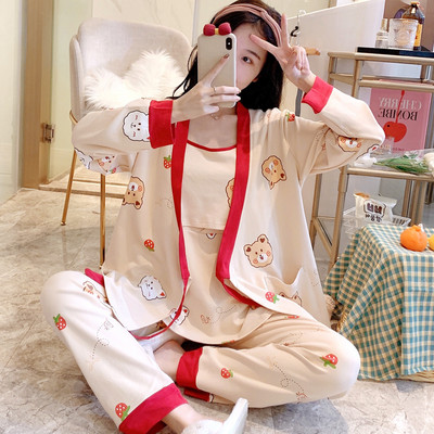 Σετ βαμβακερή πιτζάμα  για εγκύους σε τρία μέρη