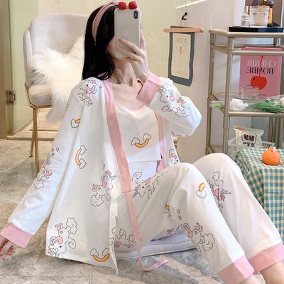 Σετ βαμβακερή πιτζάμα  για εγκύους σε τρία μέρη