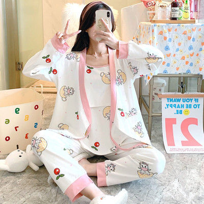 Σετ βαμβακερή πιτζάμα  για εγκύους σε τρία μέρη