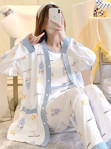 Σετ βαμβακερή πιτζάμα  για εγκύους σε τρία μέρη 