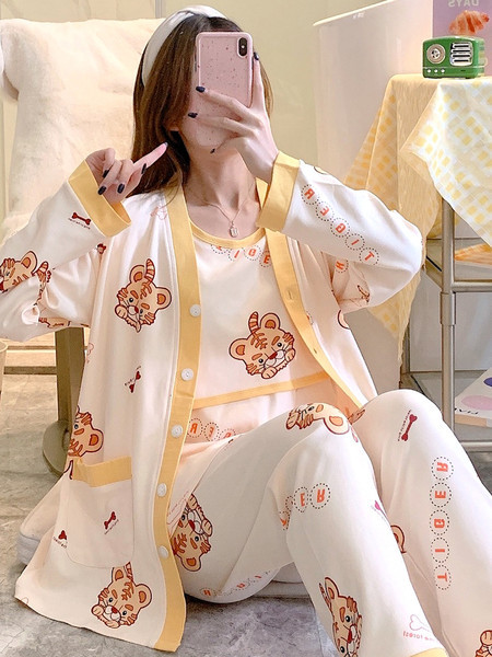 Σετ βαμβακερή πιτζάμα  για εγκύους σε τρία μέρη 