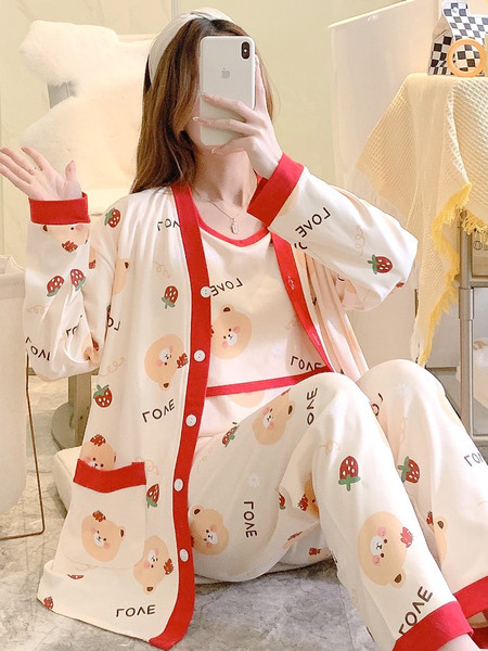 Σετ βαμβακερή πιτζάμα  για εγκύους σε τρία μέρη 