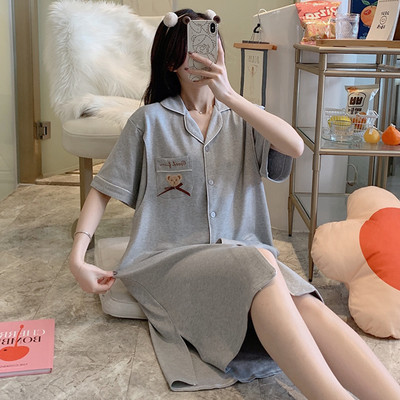 Γυναικεία πιτζάμα με κέντημα και κουμπιά για εγκυμοσύνη