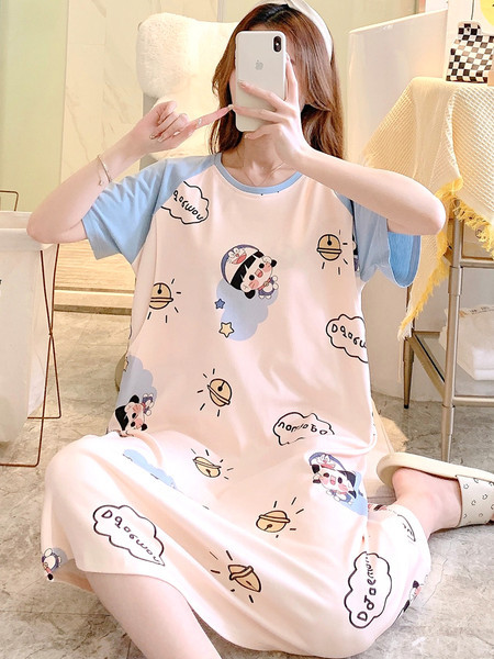 Ženska spavaćica za trudnice s printom u boji