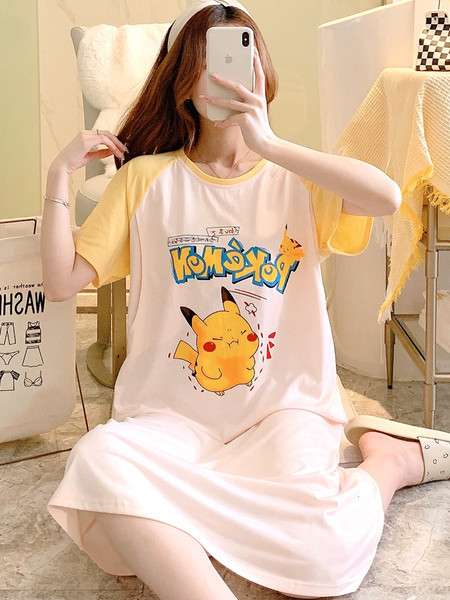 Ženska spavaćica za trudnice s printom u boji