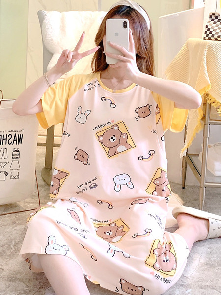 Ženska spavaćica za trudnice s printom u boji