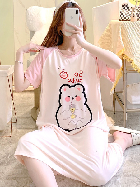 Ženska spavaćica za trudnice s printom u boji