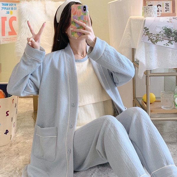 Trodijelna pidžama jesen-zima pogodna za trudnice