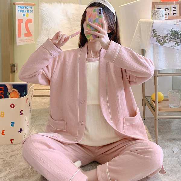 Trodijelna pidžama jesen-zima pogodna za trudnice