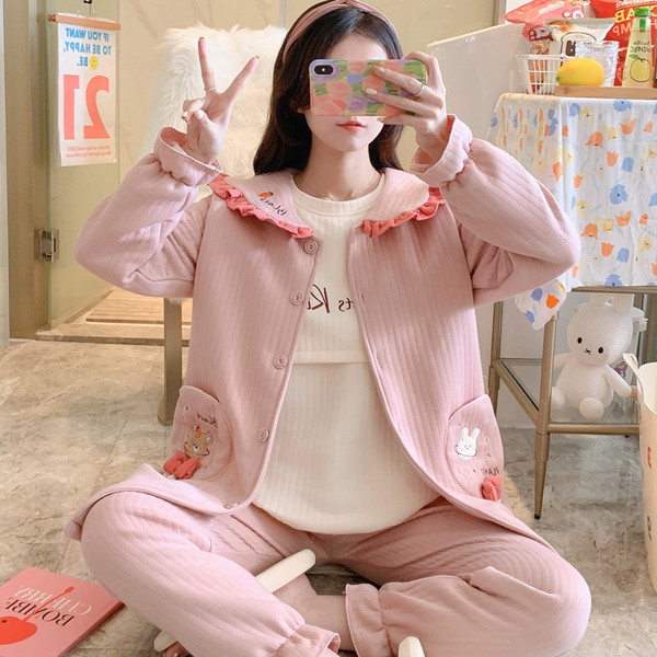 Trodijelna pidžama jesen-zima pogodna za trudnice