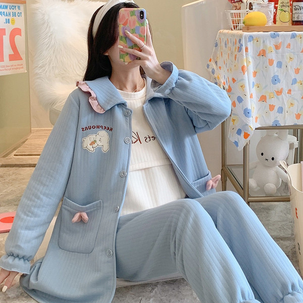 Trodijelna pidžama jesen-zima pogodna za trudnice