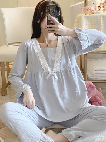 Νέο μοντέλο γυναικείες πιτζάμες με στρογγυλή λαιμόκοψη και κουμπιά - δύο μέρη