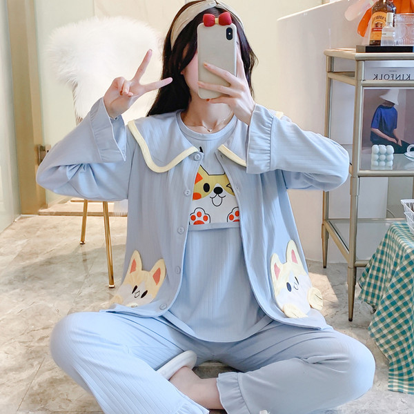 Γυναικείες πιτζάμες για εγκύους - ρόμπα, μπλούζα και παντελόνι