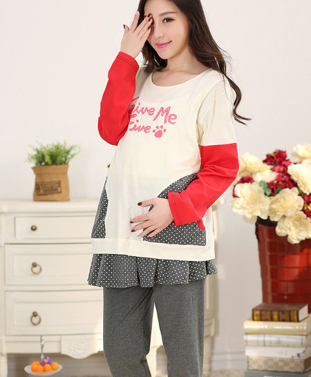 Βαμβακερές πιτζάμες εγκυμοσύνης άνοιξη-φθινόπωρο