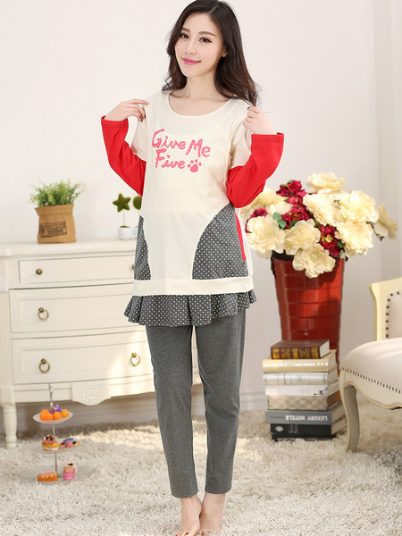 Βαμβακερές πιτζάμες εγκυμοσύνης άνοιξη-φθινόπωρο