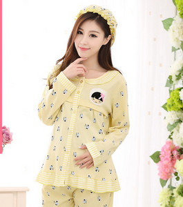 Βαμβακερό μοτίβο πιτζάμα εγκυμοσύνης με κουμπιά