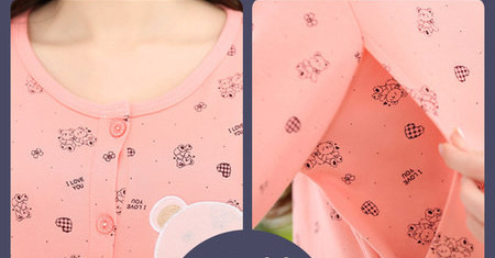 Βαμβακερό μοτίβο πιτζάμα εγκυμοσύνης με κουμπιά