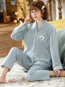 Dvodijelna pamučna trudnička pidžama s vezom