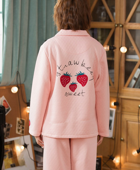 Pamučna zimska pidžama s gumbima za trudnice