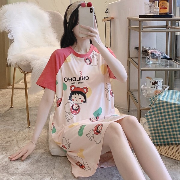 Skraćena pamučna spavaćica pogodna za trudnice