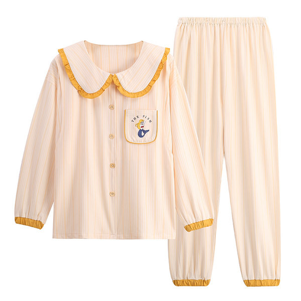 Γυναικείες βαμβακερές πιτζάμες εγκυμοσύνης με γιακά και κουμπιά